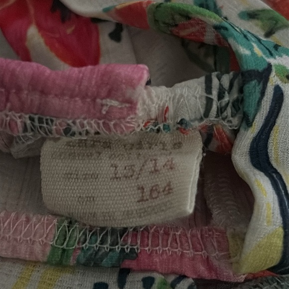 Zara Flutter Dress Girls Size 13-14 Years Ivory & Pink Floral Ruffle Tiered - Picture 5 of 6